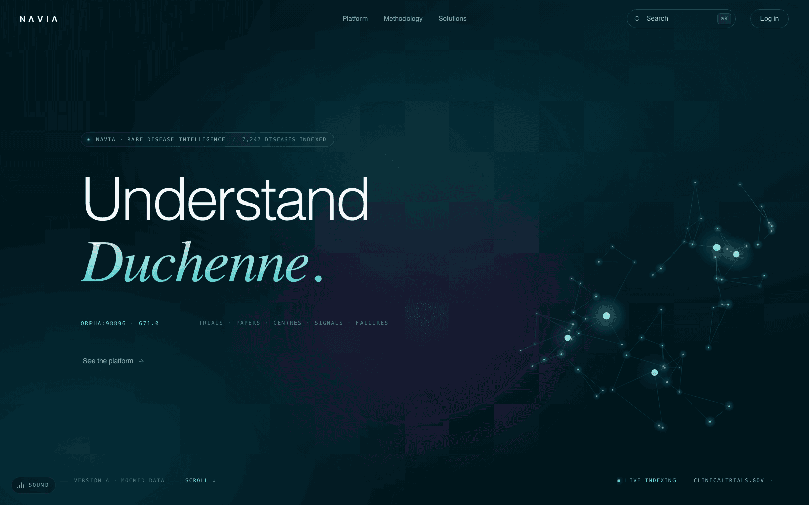 Navia interface, captured from the live product